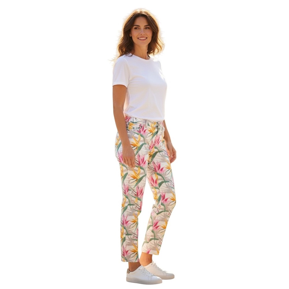 Tommy Bahama Bird of Paradise Floral Ankle Pants Womens 12 White Tropical